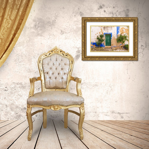 Europe-Portugal-Obidos-Weathered house exterior Gold Ornate Wood Framed Art Print with Double Matting by Jaynes Gallery