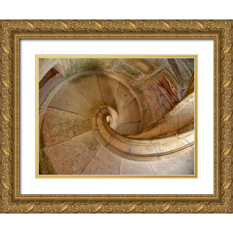 Portugal-Tomar-Stairway in the Royal Cloister of the Convent of Christ in Tomar Gold Ornate Wood Framed Art Print with Double Matting by Eggers, Julie