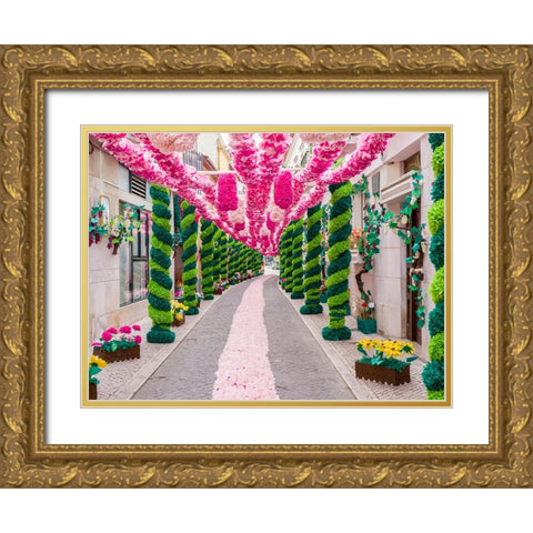 Portugal-Tomar-During the Feast of the Trays-or Festa dos Tabuleiros-the residents of each street c Gold Ornate Wood Framed Art Print with Double Matting by Eggers, Julie