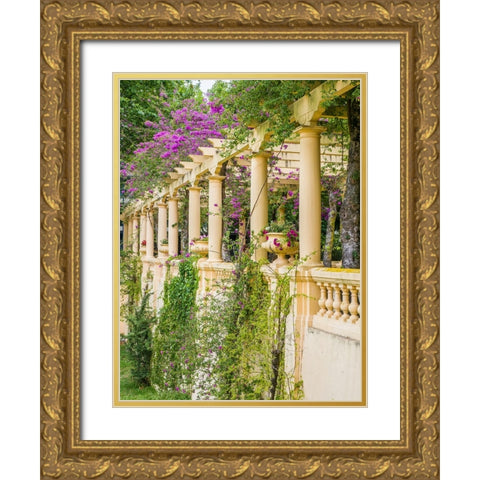 Portugal-Aveiro-Parque Dom Pedro Infante in Aveiro-Stone balustrade with pergola and columns Gold Ornate Wood Framed Art Print with Double Matting by Eggers, Julie