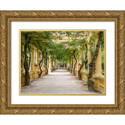 Portugal-Aveiro-Parque Dom Pedro Infante in Aveiro-Stone balustrade with pergola and columns Gold Ornate Wood Framed Art Print with Double Matting by Eggers, Julie