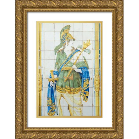 Cascais-Portugal Store front tile signs from the 1800s Gold Ornate Wood Framed Art Print with Double Matting by McRoberts, Julien