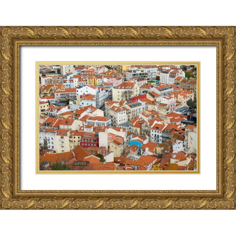 Lisbon- Portugal. View of beautiful Lisbon with its ancient buildings. Gold Ornate Wood Framed Art Print with Double Matting by McRoberts, Julien