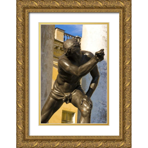 Russia, Pushkin Statue at Alexander Palace Gold Ornate Wood Framed Art Print with Double Matting by Ross, Nancy ,  Steve
