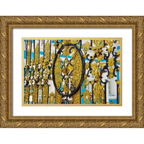 Russia, Pushkin Gate detail at Catherine Palace Gold Ornate Wood Framed Art Print with Double Matting by Ross, Nancy ,  Steve