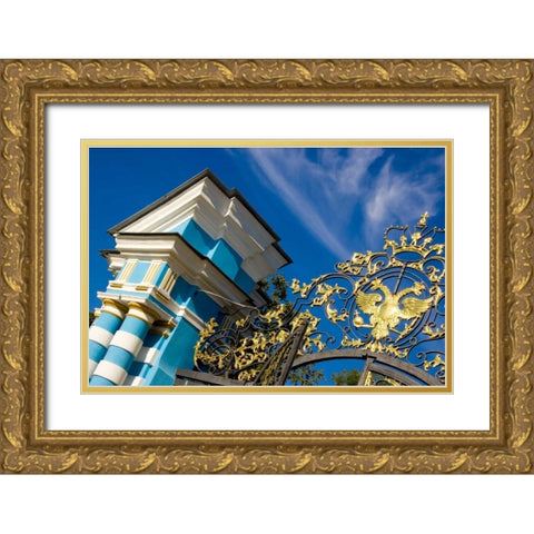 Russia, Pushkin Gate detail at Catherine Palace Gold Ornate Wood Framed Art Print with Double Matting by Ross, Nancy ,  Steve