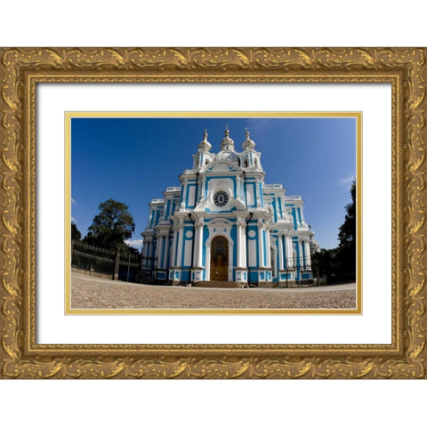Russia, St Petersburg Smolny Cathedral Gold Ornate Wood Framed Art Print with Double Matting by Ross, Nancy ,  Steve