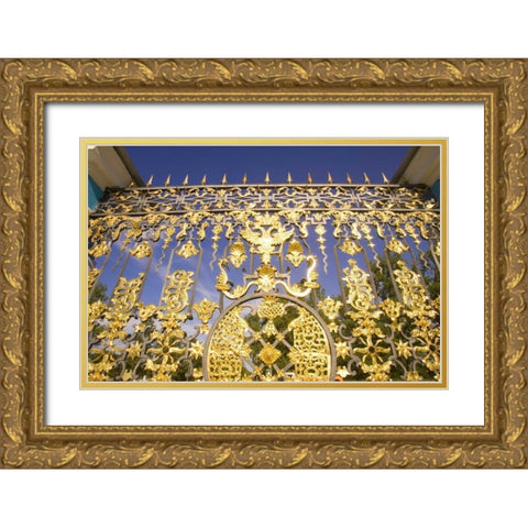 Russia, Pushkin Gate detail at Catherine Palace Gold Ornate Wood Framed Art Print with Double Matting by Ross, Nancy ,  Steve