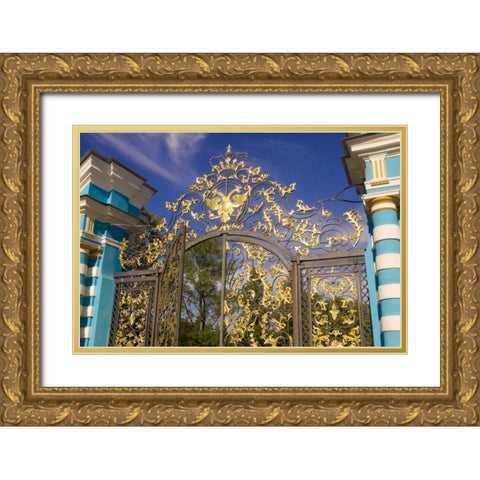 Russia, Pushkin Gate detail at Catherine Palace Gold Ornate Wood Framed Art Print with Double Matting by Ross, Nancy ,  Steve