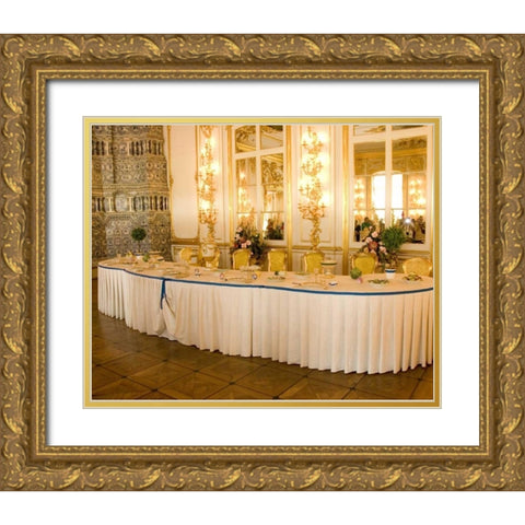 Russia, Pushkin Interior of Catherine Palace Gold Ornate Wood Framed Art Print with Double Matting by Ross, Nancy ,  Steve