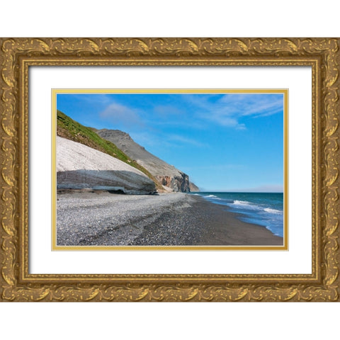 Beach-Cape Dezhnev-most eastern corner of Eurasia-Russian Far East Gold Ornate Wood Framed Art Print with Double Matting by Su, Keren