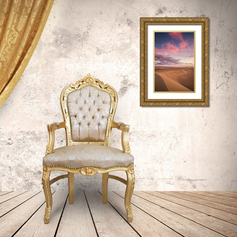 Spain-Canary Islands-Gran Canaria Island-Maspalomas-Maspalomas Dunes National Park-dusk Gold Ornate Wood Framed Art Print with Double Matting by Bibikow, Walter