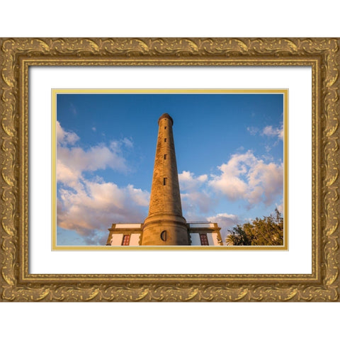 Spain-Canary Islands-Gran Canaria Island-Maspalomas-Maspalomas Lighthouse-sunset Gold Ornate Wood Framed Art Print with Double Matting by Bibikow, Walter