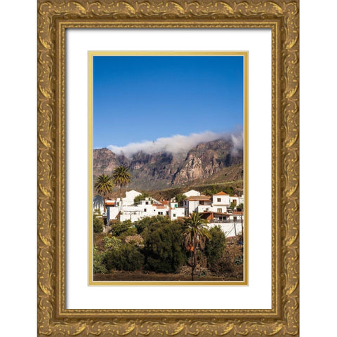 Spain-Canary Islands-Gran Canaria Island-Santa Lucia de Tirajana-town view Gold Ornate Wood Framed Art Print with Double Matting by Bibikow, Walter