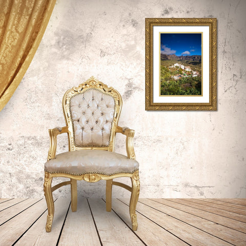 Spain-Canary Islands-Gran Canaria Island-San Bartolome de Tirajana-high angle view of town Gold Ornate Wood Framed Art Print with Double Matting by Bibikow, Walter