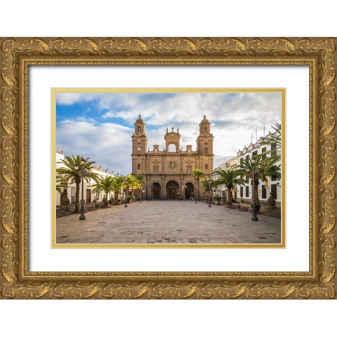 Spain-Canary Islands-Gran Canaria Island-Las Palmas de Gran Canaria-Catedral de Santa Ana-exterior Gold Ornate Wood Framed Art Print with Double Matting by Bibikow, Walter