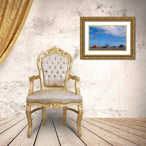 Spain-Canary Islands-Fuerteventura Island-Pozo Negro-fishing boats Gold Ornate Wood Framed Art Print with Double Matting by Bibikow, Walter