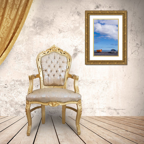 Spain-Canary Islands-Fuerteventura Island-Pozo Negro-fishing boats Gold Ornate Wood Framed Art Print with Double Matting by Bibikow, Walter