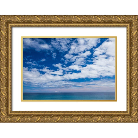 Canary Islands-Fuerteventura Island-Costa Calma-high angle view of Playa de Sotavento beach Gold Ornate Wood Framed Art Print with Double Matting by Bibikow, Walter