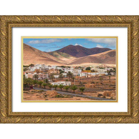 Canary Islands-Fuerteventura Island-Toto-desert village view Gold Ornate Wood Framed Art Print with Double Matting by Bibikow, Walter