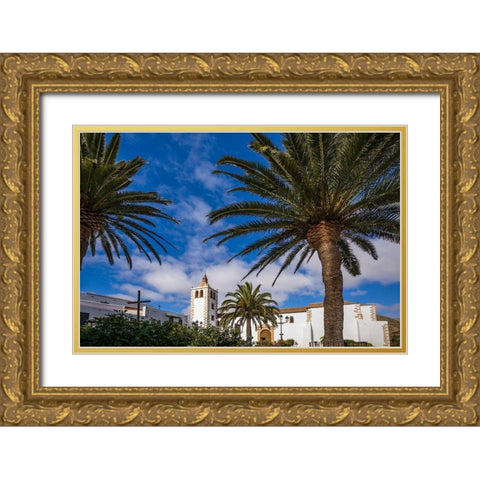 Canary Islands-Fuerteventura Island-Betancuria-Iglesia de Santa Maria church-exterior Gold Ornate Wood Framed Art Print with Double Matting by Bibikow, Walter