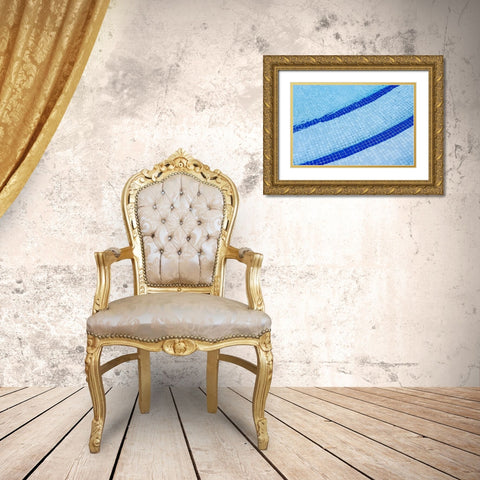 Canary Islands-Fuerteventura Island-Caleta de Fuste-beachside swimming pool Gold Ornate Wood Framed Art Print with Double Matting by Bibikow, Walter