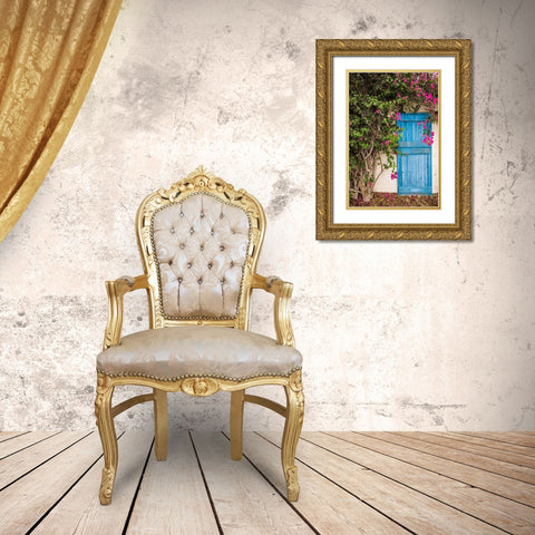 Canary Islands-Fuerteventura Island-La Oliva-blue door of garden shed Gold Ornate Wood Framed Art Print with Double Matting by Bibikow, Walter