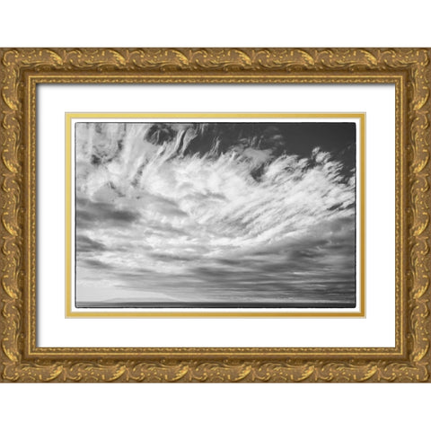 Canary Islands-La Palma Island-Puerto Naos-dramatic sky and view towards El Hierro Island Gold Ornate Wood Framed Art Print with Double Matting by Bibikow, Walter