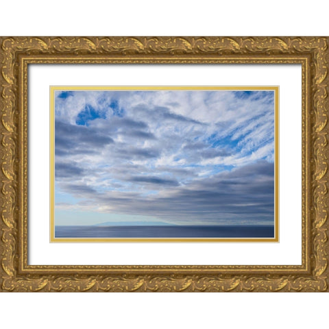 Canary Islands-La Palma Island-Puerto Naos-dramatic sky and view towards El Hierro Island Gold Ornate Wood Framed Art Print with Double Matting by Bibikow, Walter