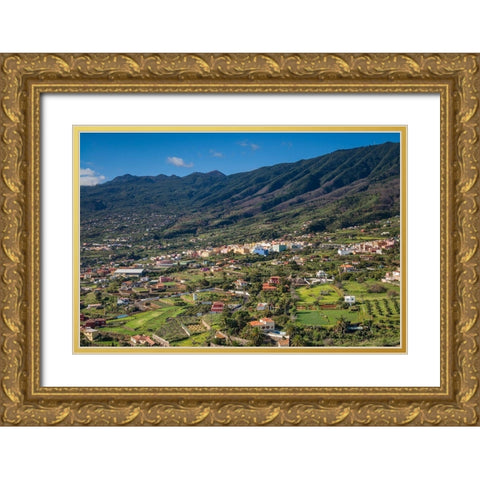 Canary Islands-La Palma Island-Santa Cruz de la Palma-elevated view Brena Alta neighborhood Gold Ornate Wood Framed Art Print with Double Matting by Bibikow, Walter