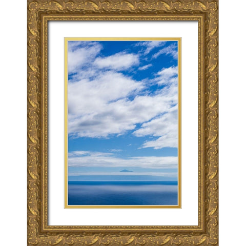 Canary Islands-La Palma Island-Villa de Mazo-view towards El Teide Mountain on Tenerife Island Gold Ornate Wood Framed Art Print with Double Matting by Bibikow, Walter