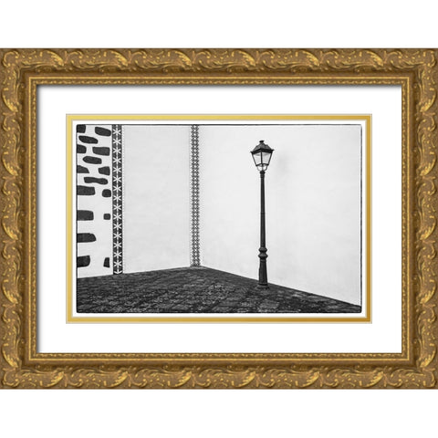 Canary Islands-La Palma Island-Puntallana-Parroquia San Juan Bautista church-wall detail Gold Ornate Wood Framed Art Print with Double Matting by Bibikow, Walter