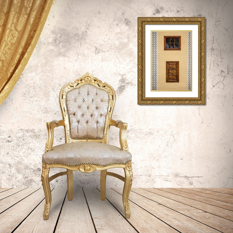 Canary Islands-La Palma Island-Puntallana-Parroquia San Juan Bautista church-wall detail Gold Ornate Wood Framed Art Print with Double Matting by Bibikow, Walter