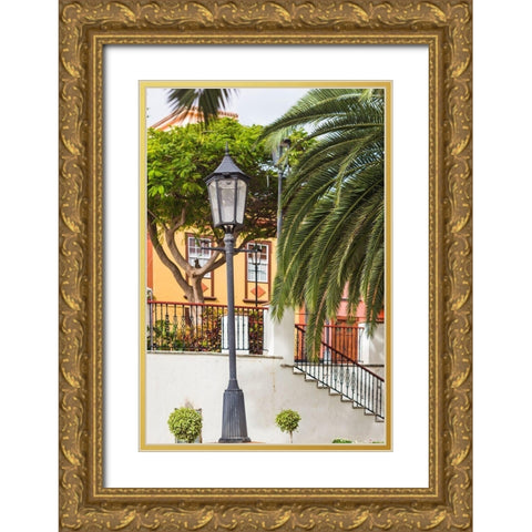 Canary Islands-La Palma Island-San Andres-detail of the village square Gold Ornate Wood Framed Art Print with Double Matting by Bibikow, Walter