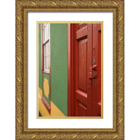 Canary Islands-La Palma Island-San Andres-ornate door knocker Gold Ornate Wood Framed Art Print with Double Matting by Bibikow, Walter