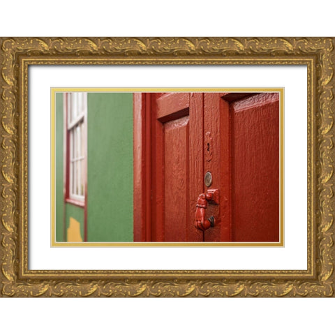 Canary Islands-La Palma Island-San Andres-ornate door knocker Gold Ornate Wood Framed Art Print with Double Matting by Bibikow, Walter