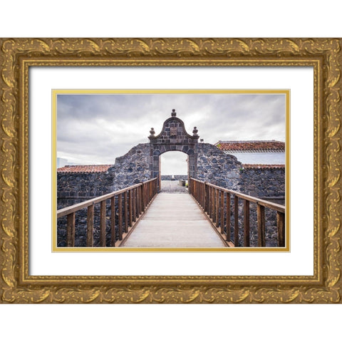 Canary Islands-La Palma Island-Santa Cruz de la Palma-Castillo de Santa Catalina Fortress Gold Ornate Wood Framed Art Print with Double Matting by Bibikow, Walter