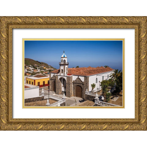 Canary Islands-El Hierro Island-Valverde-Iglesia de Nuestra Senora de la Concepcion church Gold Ornate Wood Framed Art Print with Double Matting by Bibikow, Walter