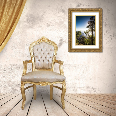 Canary Islands-El Hierro Island-Mirador de las Playas-elevated view of the east coast Gold Ornate Wood Framed Art Print with Double Matting by Bibikow, Walter