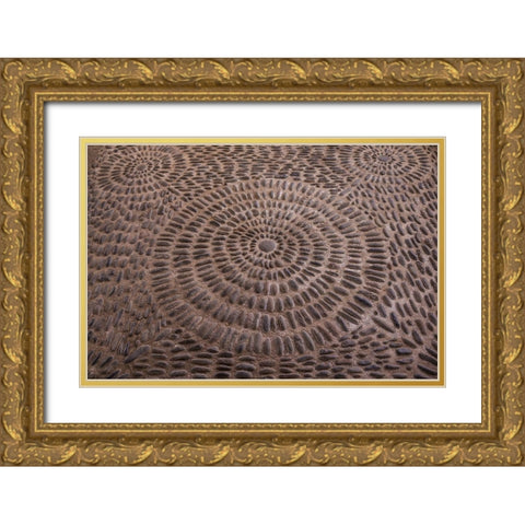 Canary Islands-Tenerife Island-Garachico-Iglesia de Santa Ana church-floor pattern Gold Ornate Wood Framed Art Print with Double Matting by Bibikow, Walter