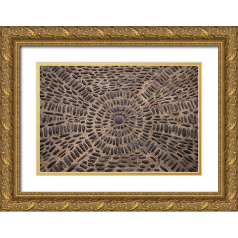 Canary Islands-Tenerife Island-Garachico-Iglesia de Santa Ana church-floor pattern Gold Ornate Wood Framed Art Print with Double Matting by Bibikow, Walter