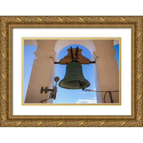 Canary Islands-Tenerife Island-Garachico-Iglesia de Santa Ana church-church bell Gold Ornate Wood Framed Art Print with Double Matting by Bibikow, Walter