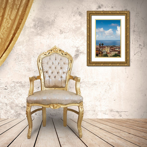 Canary Islands-Tenerife Island-La Orotava-elevated town view Gold Ornate Wood Framed Art Print with Double Matting by Bibikow, Walter