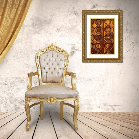 Canary Islands-Tenerife Island-La Orotava-door detail Gold Ornate Wood Framed Art Print with Double Matting by Bibikow, Walter