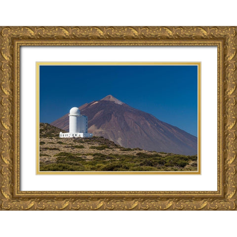 Canary Islands-Tenerife Island-El Teide Mountain-Observatorio del Teide-astronomical observatory Gold Ornate Wood Framed Art Print with Double Matting by Bibikow, Walter