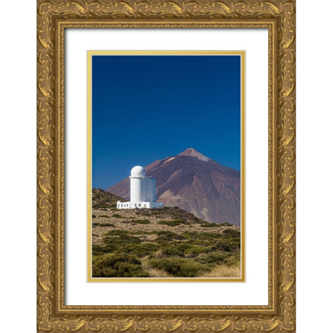 Canary Islands-Tenerife Island-El Teide Mountain-Observatorio del Teide-astronomical observatory Gold Ornate Wood Framed Art Print with Double Matting by Bibikow, Walter