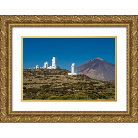 Canary Islands-Tenerife Island-El Teide Mountain-Observatorio del Teide-astronomical observatory Gold Ornate Wood Framed Art Print with Double Matting by Bibikow, Walter
