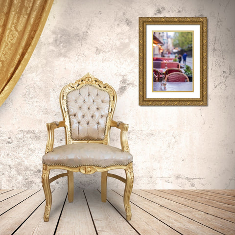 Sweden-Stockholm-Gamla Stan-Old Town-cafe tables Gold Ornate Wood Framed Art Print with Double Matting by Bibikow, Walter
