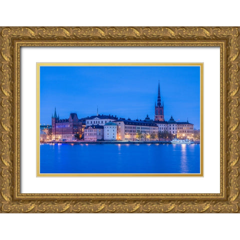 Sweden-Stockholm at dusk Gold Ornate Wood Framed Art Print with Double Matting by Bibikow, Walter