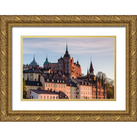 Sweden-Stockholm-view towards Sodermalm neighborhood-sunset Gold Ornate Wood Framed Art Print with Double Matting by Bibikow, Walter